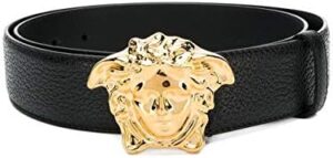 Luxury Fashion | Versace Man DCU4140DGOVVD41OH Black Leather Belt | Season Permanent