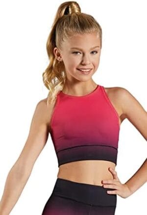Balera Crop Top Girls Top for Dance Sleeveless Ombré Crew Neck with High Support