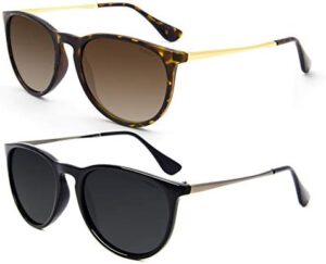 ANDOILT Vintage Polarized Sunglasses for Women Men UV Protection Retro Round Mirrored Lens