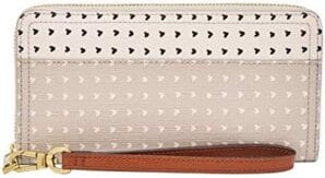 Fossil Women’s Logan Leather RFID-Blocking Zip Around Clutch Wallet with Wristlet Strap