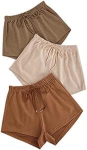 MakeMeChic Women’s 3pack Elastic Waist Knot Front Lounge Track Shorts