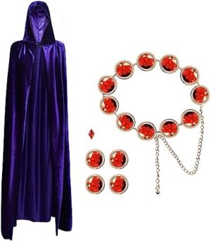 Wildox Women’s Halloween Cosplay Costume,Purple Cape and Anime Cosplay Waist Belt, Costumes Props Set