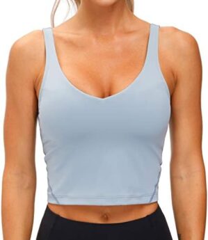 THE GYM PEOPLE Womens’ Sports Bra Longline Wirefree Padded with Medium Support