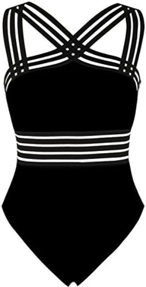 Hilor Women’s One Piece Swimwear Front Crossover Swimsuits Hollow Bathing Suits Monokinis