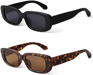 KUGUAOK Retro Rectangle Sunglasses Women and Men Vintage Small Square Sun Glasses UV Protection Glasse
