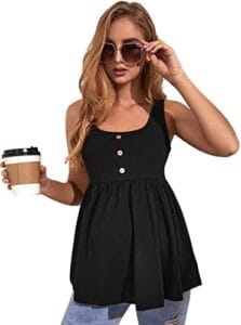 MakeMeChic Women’s Maternity Tank Top Casual Solid Sleeveless Peplum Top