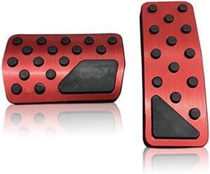 Miytsya 2 PCS Aluminum Alloy Anti-Slip Gas Pedal Brake Pedal Cover Interior Accessories Kit for 2011-2023 Jeep Grand Cherokee Dodge Durango, No Drilling Brake and Accelerator Pedal Covers (Red)