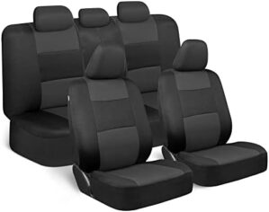 BDK PolyPro Car Seat Covers Full Set in Charcoal on Black – Front and Rear Split Bench Seat Covers for Cars, Easy to Install Car Seat Cover Set, Car Accessories for Auto Trucks Van SUV