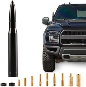 BJSIA Universal Car Antenna Replacement Compatible with Ford, Dodge, Chevrolet, GMC, Jeep, Toyota Truck Replacement Antenna – Made of Rugged Billet and Aluminum, Black, Car Accessories
