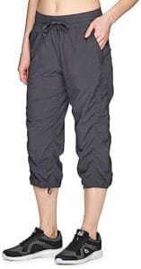 RBX Active Women’s Fashion Lightweight Stretch Woven Body Skimming Drawstring Capri Pant