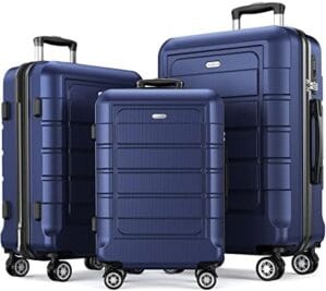 SHOWKOO Luggage Sets Expandable PC+ABS Durable Suitcase Double Wheels TSA Lock 3pcs Blue
