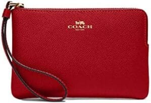 Coach Crossgrain Leather Corner Zip Wristlet Wallet (1941 Red)