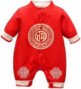 Coco Dolphin Chinese Baby Red Outfit Newborn Infant Boy Girl Bodysuit Chinese New Year Tang Suit