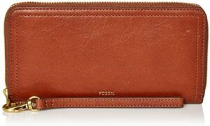 Fossil Women’s Logan Leather RFID-Blocking Zip Around Clutch Wallet with Wristlet Strap for Women