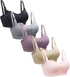 Suekaphin 5PACK Nursing Bra Wireless Bra Women’s Sleeping Maternity Bra Breastfeeding Bra