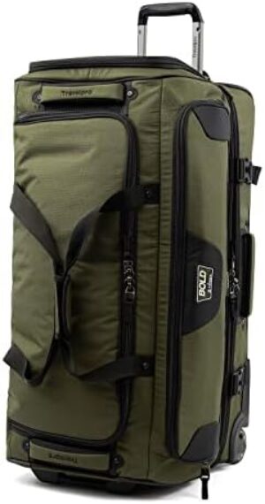 Travelpro Bold Drop Bottom Wheeled Rolling Duffel Bag, Olive/Black, 30-Inch