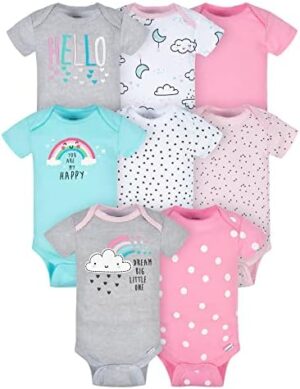 Gerber baby-girls 8-pack Short Sleeve Onesies Bodysuits