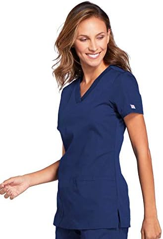V-Neck Womens Scrubs Top Workwear Originals with Rib-Knit Back Panels WW645 - Image 4