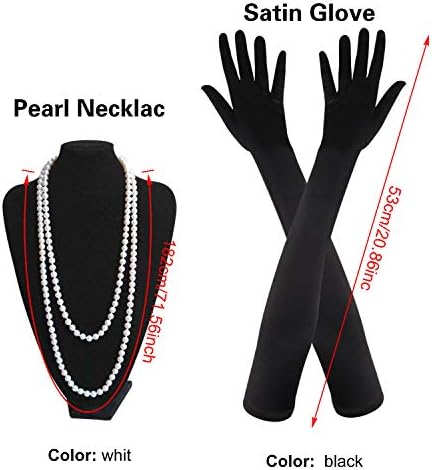 FEPITO 1920s V Neck Sequin Beaded Fringed Dress with 20s Accessories Set - Image 5