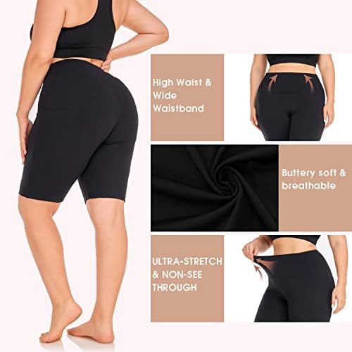 Introducing the Clasmix 3 Pack Plus Size Biker Shorts for Women (1X-4X): High-Waisted, Non-Transparent Workout Shorts with Super Soft Fabric, Perfect for Yoga in Black Color. - Image 5