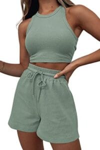 AUTOMET Womens 2 Piece Outfits Lounge Matching Sets Two Piece Linen Shorts Spring Tops 2023 Trendy Clothes Summer Vacation