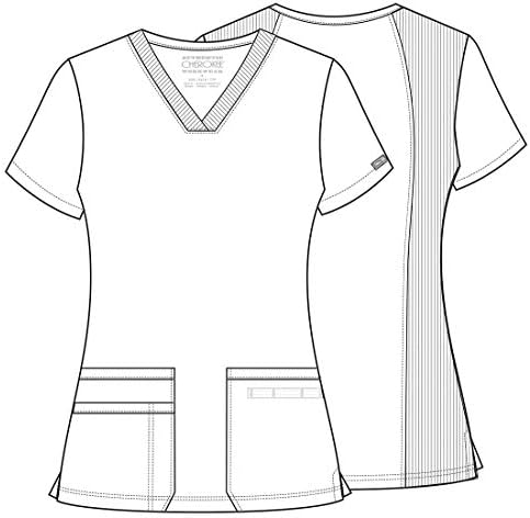 V-Neck Womens Scrubs Top Workwear Originals with Rib-Knit Back Panels WW645 - Image 7