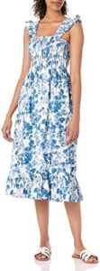 The Drop Women’s Kimi Ruffled-Shoulder Smocked Midi Dress