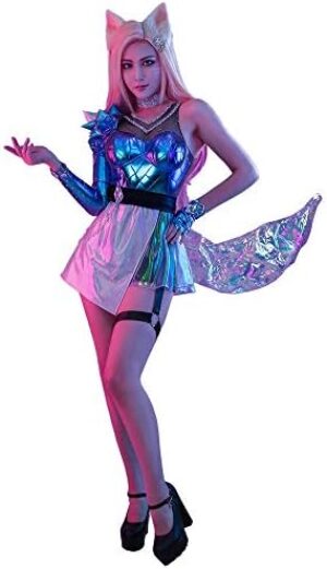 miccostumes Womens Game Leather Outfit Cosplay Costume with Belt and Neck Accessory