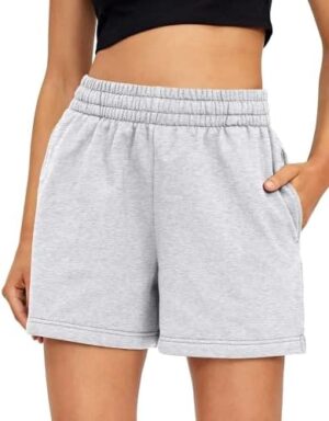 AUTOMET Women’s Shorts Casual Summer Drawstring Comfy Elastic High Waist Running Shorts with Pockets