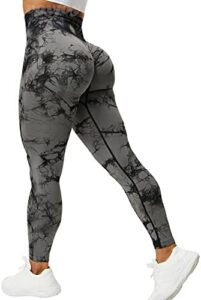 VOYJOY Tie Dye Seamless Leggings for Women High Waist Yoga Pants, Scrunch Butt Lifting Elastic Tights