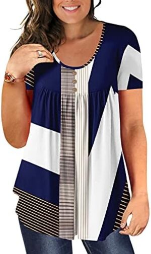 BeadChica Plus Size Tunic Tops For Leggings Casual Flowy Tshirts Ruched Blouses For Women