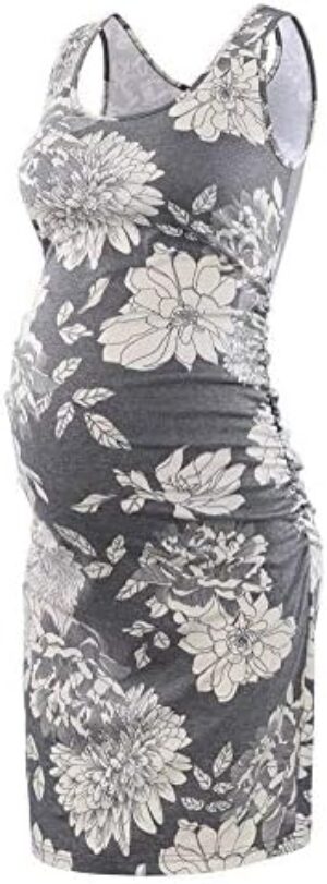 Liu & Qu Women’s Maternity Sleeveless Tank Dresses Side Ruching Bodycon Dress for Daily Wearing or Baby Shower
