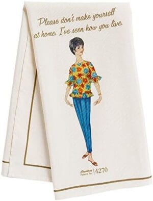 Simplicity Vintage 559339014 Retro Fashion ”Please Don’t Make Yourself at Home” Vintage Kitchen and Tea Towel, 28” x 21.5”, White