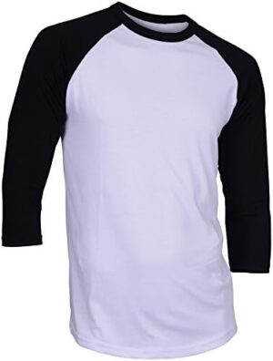 Dream USA Men’s Casual 3/4 Sleeve Baseball Tshirt Raglan Jersey Shirt White/.