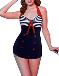 Swim in Style with Ekouaer Women’s Vintage Striped One-Piece Monokini Boyleg Bathing Suit