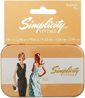 Simplicity 559347010 Retro Fashion Small Storage Container, 3.75 x 2.375 Inches Vintage Magnetic Notions Tin-Stripe, us:one Size, Multicolor
