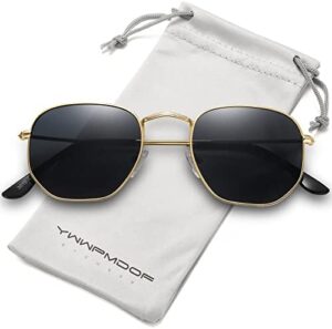 YWWPMDOF Hexagon Polarized Sunglasses for Womens Men Trendy Square Sun Glasses UV Protection