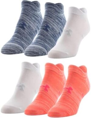 Under Armour Women”s Essential 2.0 No Show Socks, 6-Pairs, Beta Tint/Brilliance Medium, 1332943