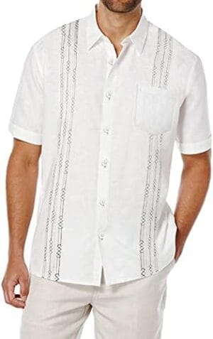 COOFANDY Men’s Short Sleeve Linen Shirt Cuban Beach Tops Pocket Guayabera Shirts