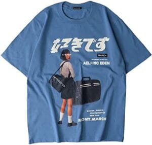 Aelfric Eden Mens Oversized T Shirts Tees Distorted Portrait Print Crew Neck Cotton Tops Streetwear Casual Shirt