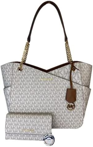 MICHAEL Michael Kors Jet Set Travel Large Chain Shoulder Tote bundled with Michael Kors Jet Set Travel Trifold Wallet