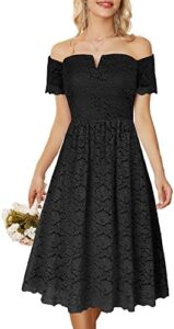 GRACE KARIN Lace Cocktail Dress for Women Bridesmaid Off The Shoulder 2023 Summer Wedding Party Dress