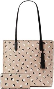 Kate Spade Tassle Charm White Floral Tote Bag Handbag & Wallet Set Neutral Multi