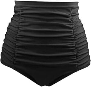 Tempt Me Women’s High Waisted Swimsuit Bottom Tummy Control Ruched Bikini Bottom Vintage Swim Shorts Tankini Briefs