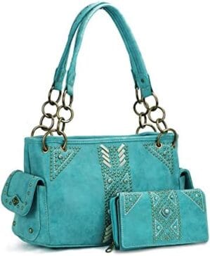 Montana West Handbag and Purse Concealed Carry Tote Bag for Women Leather Embroidered Western Design Satchel with Wallets Set