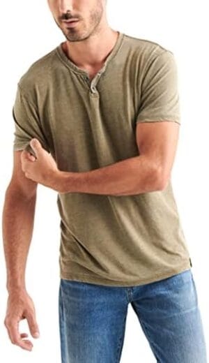 Lucky Brand Men’s Venice Burnout Notch Neck Tee Shirt