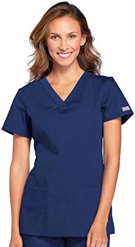 V-Neck Womens Scrubs Top Workwear Originals with Rib-Knit Back Panels WW645