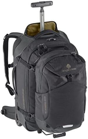 eagle creek Gear Warrior Convertible Carry On Travel Backpack with Wheels – Durable Design with Burly Wheels and Bumpers, Lightweight Tube Handle and Compression Straps, Jet Black – 22″