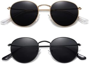 MEETSUN Round Polarized Sunglasses for Women Men Classic Retro Metal Frame Sun Glasses UV Protection