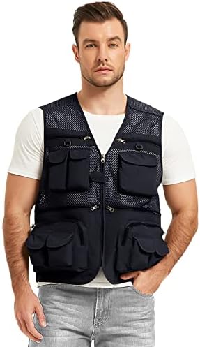 Flygo Mens Summer Outdoor Work Safari Fishing Travel Photo Vest with Pockets - Image 2